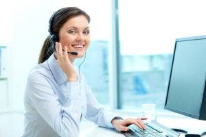 woman talking on phone with headphone